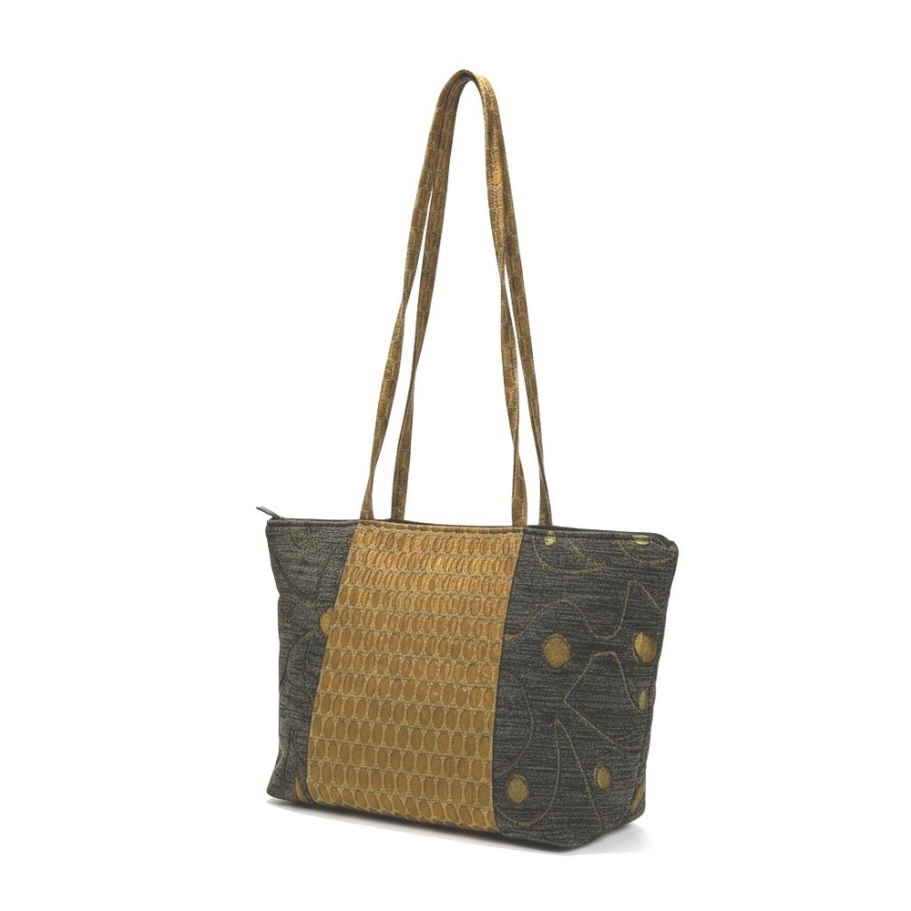 Tote Bag Maruca Brown Grey Gold Purse Woven Jacquard Tapestry Abstract Geometric